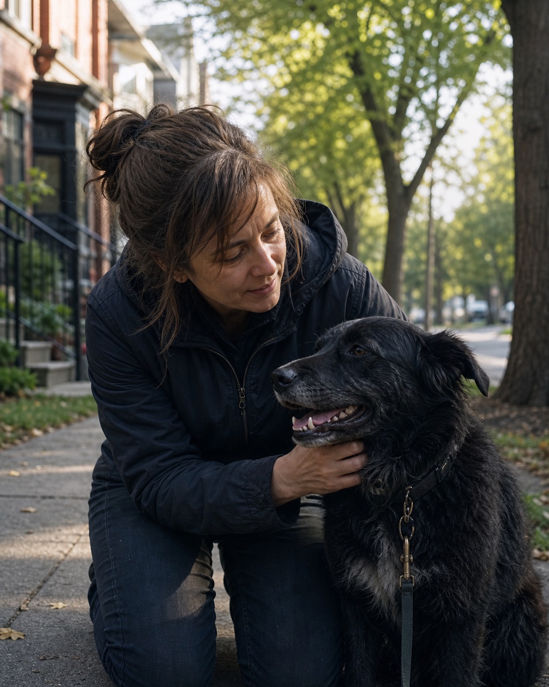 A local caregiver spending time with a dog